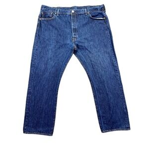 Levi's 501 Jeans Straight Leg Dark Wash Denim Classic Sz 44 Fits 43" Western Y2K